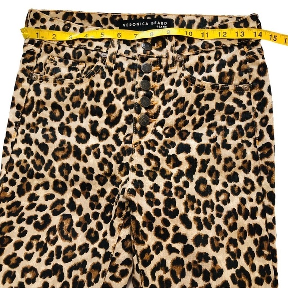 Veronica Beard Debbie 10” High Rise Leopard Cut Print Jeans Sz 24 Ankle novelty - Picture 13 of 15